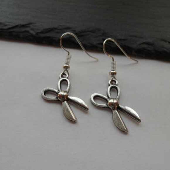 Scissors Silver Earrings - Picture 2 of 5